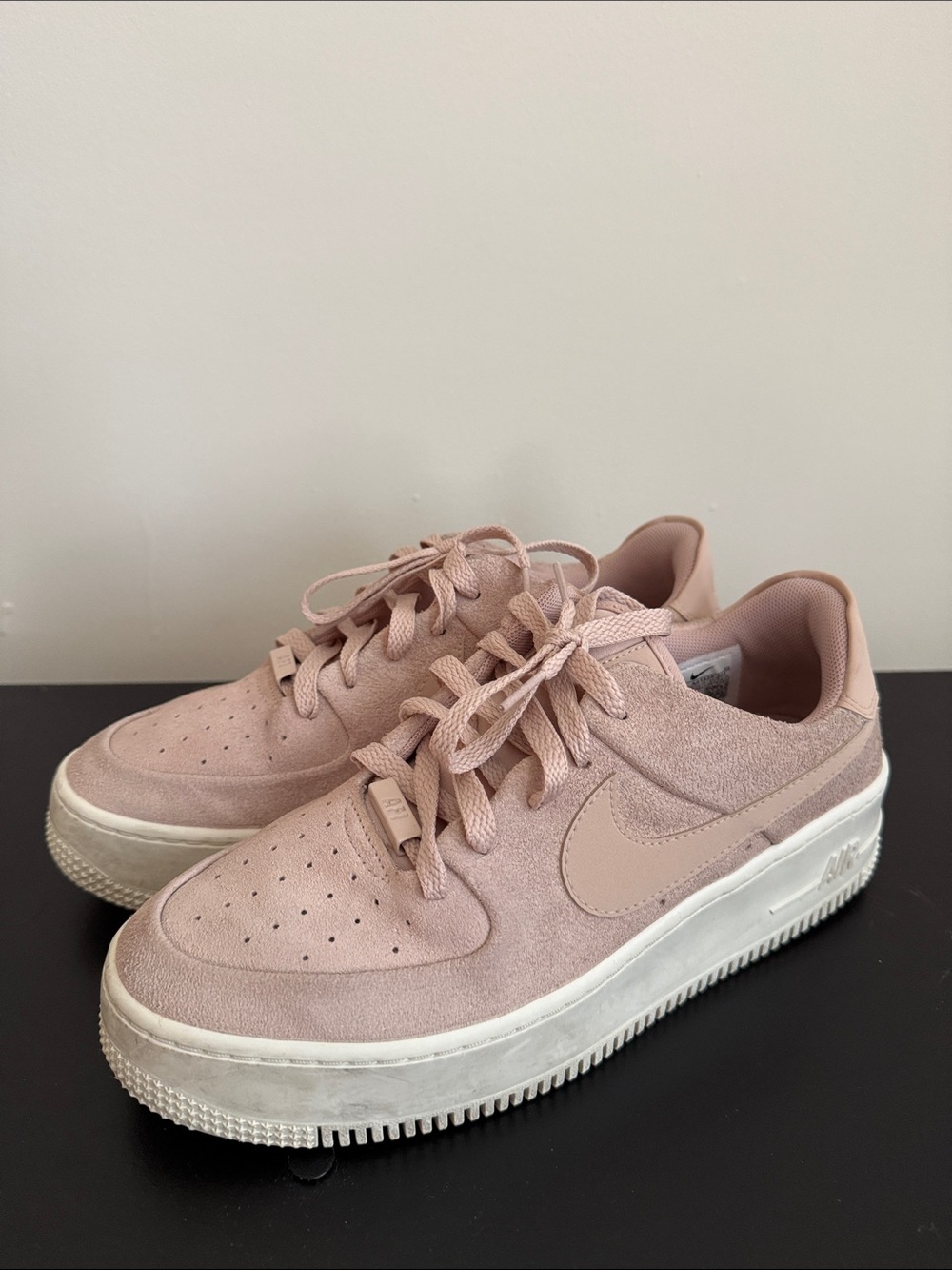 Nike Women's Blush Pink Suede Platform Sneakers - Picture 1 of 3